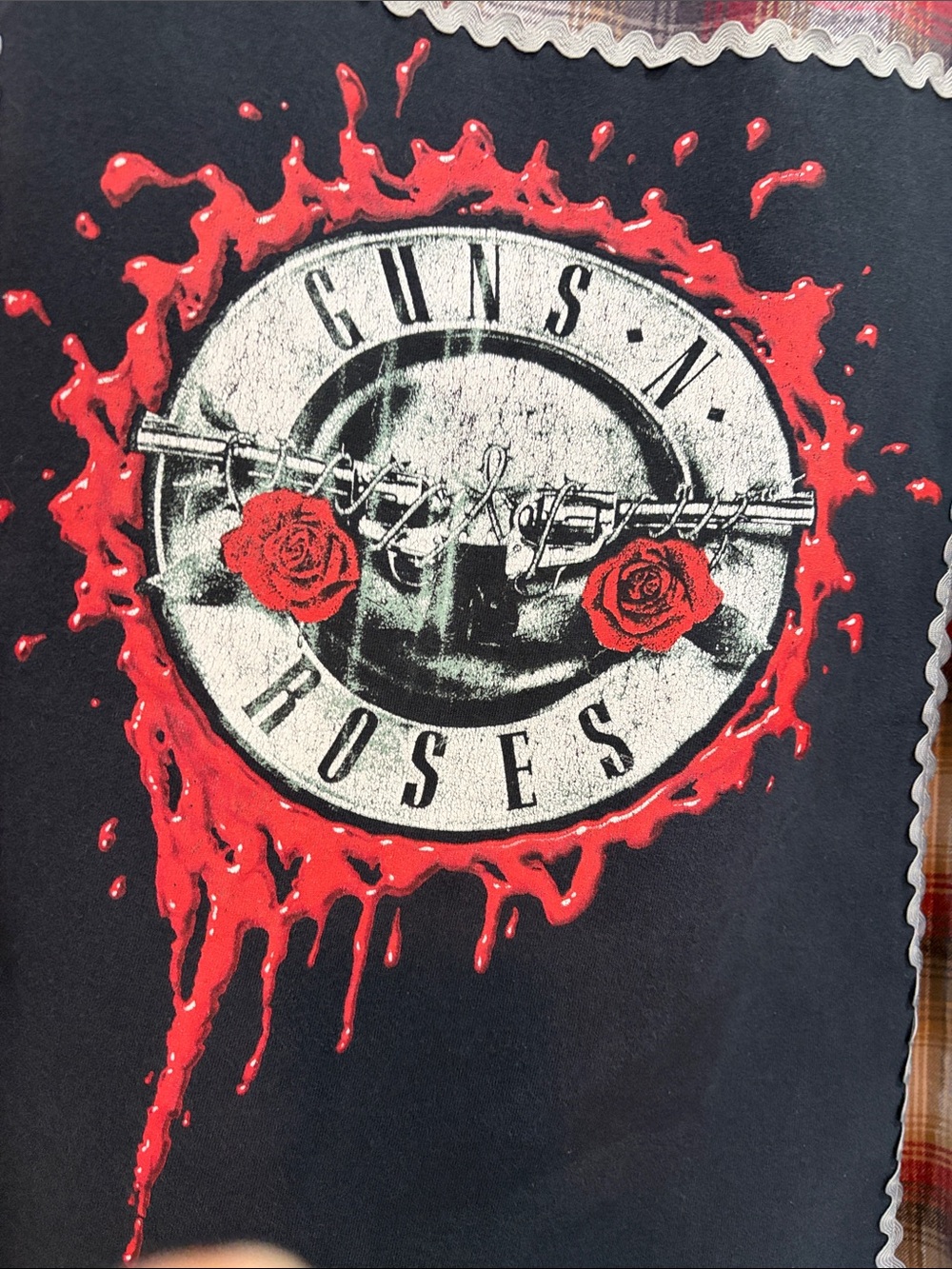 Upcycled Vintage Guns and Roses Band Flannel by Indigo Dreams Studio. Sz L